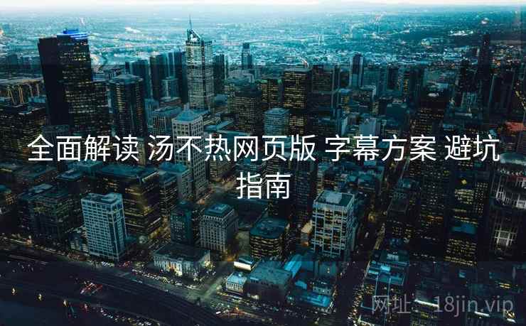全面解读 汤不热网页版 字幕方案 避坑指南