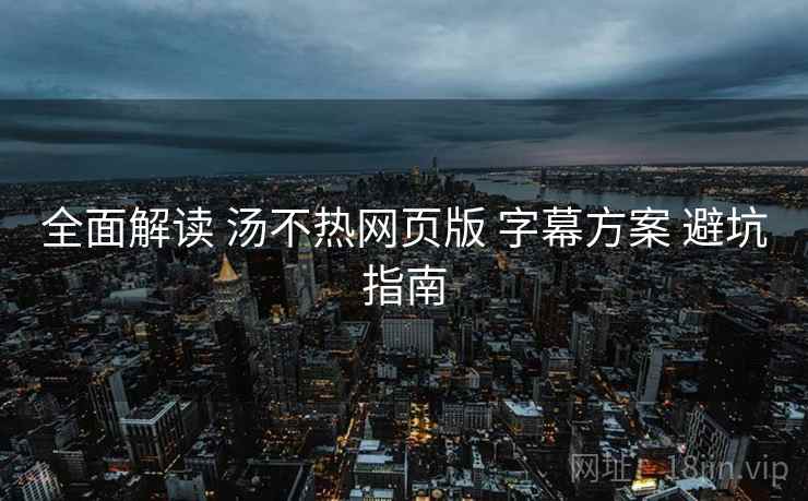 全面解读 汤不热网页版 字幕方案 避坑指南